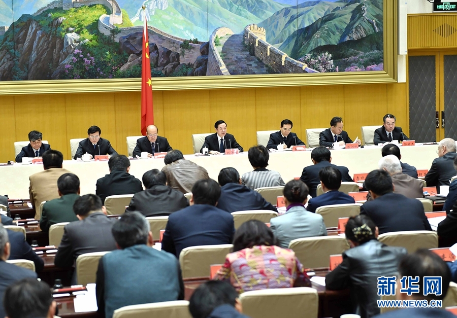 1月13日，中共中央政治局委員、中宣部部長、全國“掃黃打非”工作小組組長劉奇葆在北京出席第三十次全國“掃黃打非”工作電視電話會議。新華社記者 李濤 攝
