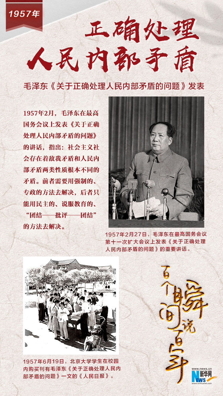 1957，正確處理人民內(nèi)部矛盾