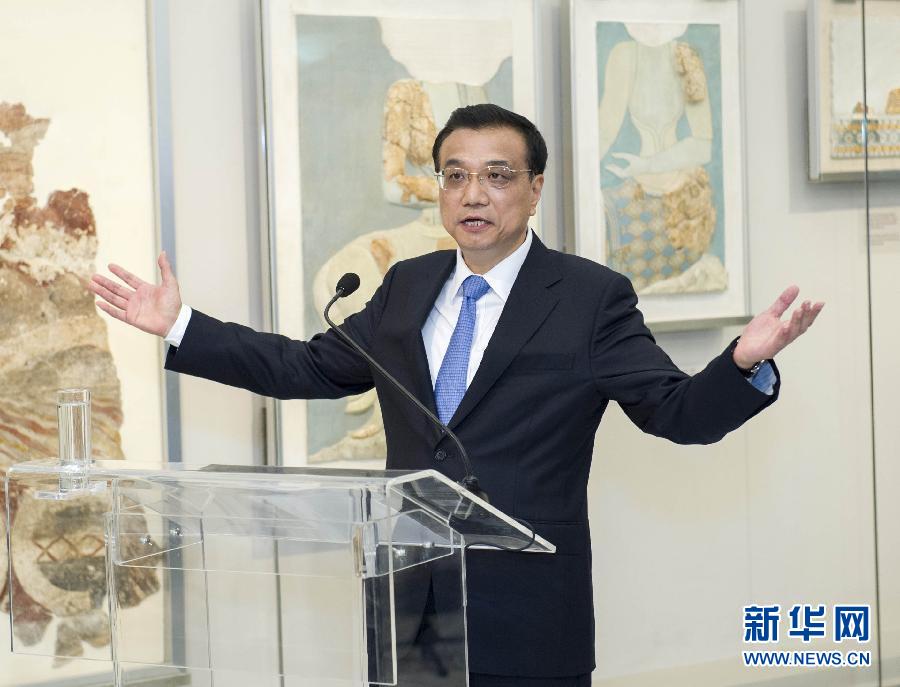 6月21日，國(guó)務(wù)院總理李克強(qiáng)與希臘總理薩馬拉斯共同出席希臘伊拉克利翁博物館新館開(kāi)館儀式并發(fā)表講話。 新華社記者 王曄 攝