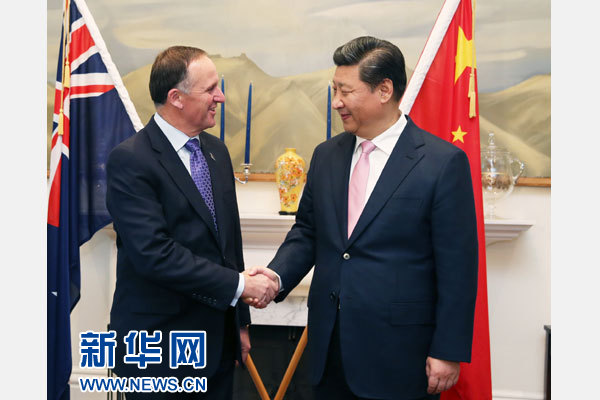 11月20日，中國國家主席習(xí)近平在惠靈頓同新西蘭總理約翰·基舉行會談。 新華社記者 馬占成 攝