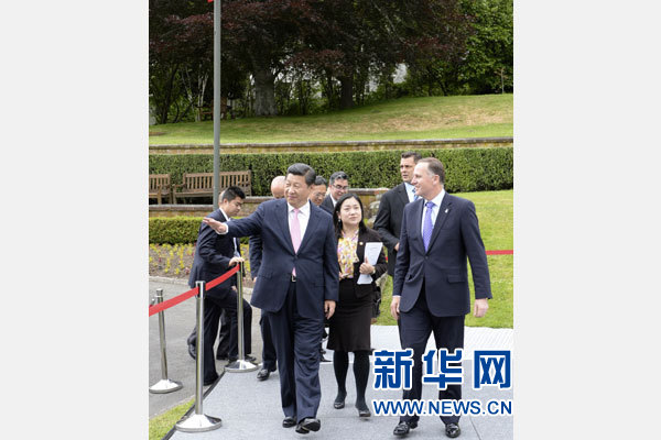 11月20日，中國國家主席習(xí)近平在惠靈頓同新西蘭總理約翰·基舉行會談。 新華社記者 李學(xué)仁 攝