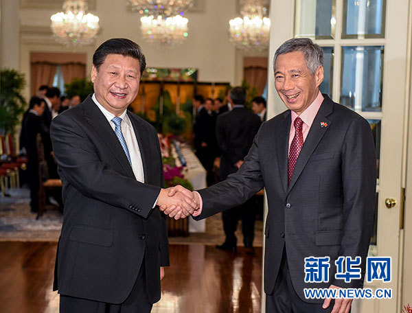 11月7日，國(guó)家主席習(xí)近平在新加坡同新加坡總理李顯龍舉行會(huì)談。 新華社記者 李學(xué)仁 攝