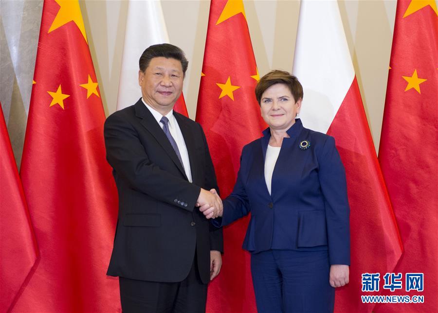 6月20日，國家主席習(xí)近平在華沙會(huì)見波蘭總理希德沃。新華社記者 謝環(huán)馳 攝  